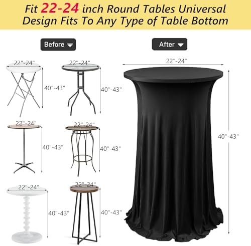 Cocktail Table Cloth with Ruffle Skirt, Black 24" x 43", 1 Pack, alternate view 3