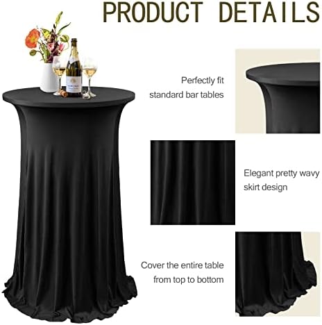 Cocktail Table Cloth with Ruffle Skirt, Black 24" x 43", 1 Pack, alternate view 5