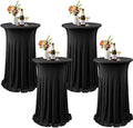 Cocktail Table Cloth with Ruffle Skirt, Black 32" x 43", 4 Pack in Black