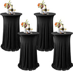 Cocktail Table Cloth with Ruffle Skirt, Black 32" x 43", 4 Pack in Black