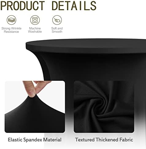 Cocktail Table Cloth with Ruffle Skirt, Black 32" x 43", 4 Pack in Black, alternate view 4