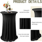 Cocktail Table Cloth with Ruffle Skirt, Black 32" x 43", 4 Pack in Black, alternate view 5