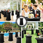 Cocktail Table Cloth with Ruffle Skirt, Black 32" x 43", 4 Pack in Black, alternate view 7