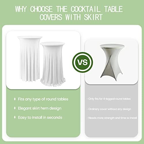 Cocktail Table Cloth with Ruffle Skirt, White 24" x 43", 1 Pack, alternate view 6