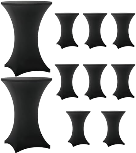 Cocktail Table Covers - 10 Pack 32x43 Inch Table Cloth - Black in 32x43 Inch in Black