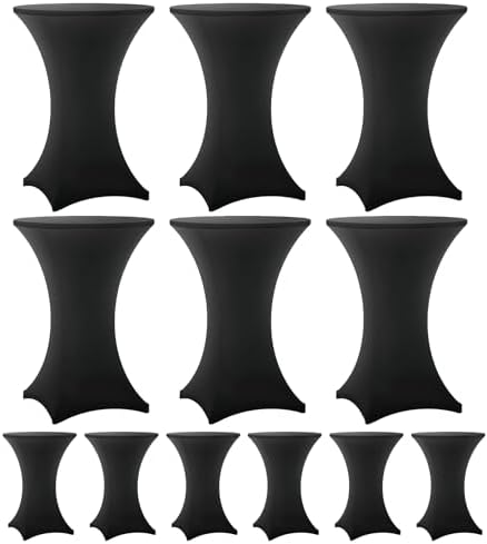 Cocktail Table Covers - 12 Pack 32x43 Inch Table Cloth - Black in 32x43 Inch in Black