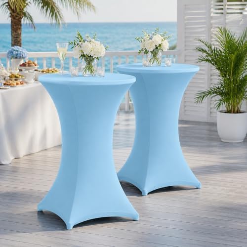 Cocktail Table Covers - 2 Pack 32x43 Inch Table Cloth - Light Blue in 32x43 Inch in Light Blue, alternate view 2