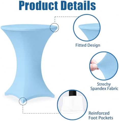 Cocktail Table Covers - 2 Pack 32x43 Inch Table Cloth - Light Blue in 32x43 Inch in Light Blue, alternate view 5