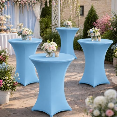 Cocktail Table Covers - 2 Pack 32x43 Inch Table Cloth - Light Blue in 32x43 Inch in Light Blue, alternate view 7