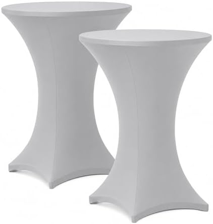 Cocktail Table Covers - 2 Pack 32x43 Inch Table Cloth - Light Grey in 32x43 Inch in Light Grey