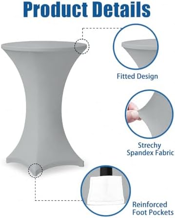 Cocktail Table Covers - 2 Pack 32x43 Inch Table Cloth - Light Grey in 32x43 Inch in Light Grey, alternate view 5