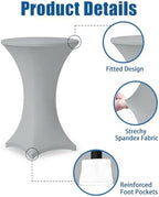 Cocktail Table Covers - 2 Pack 32x43 Inch Table Cloth - Light Grey in 32x43 Inch in Light Grey, alternate view 5