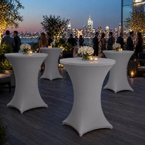 Cocktail Table Covers - 2 Pack 32x43 Inch Table Cloth - Light Grey in 32x43 Inch in Light Grey, alternate view 7