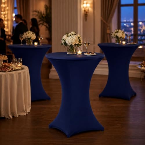 Cocktail Table Covers - 2 Pack 32x43 Inch Table Cloth - Navy Blue in 32x43 Inch in Navy Blue, alternate view 2