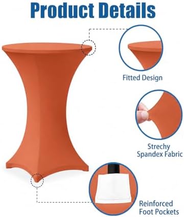 Cocktail Table Covers - 2 Pack 32x43 Inch Table Cloth - Orange in 32x43 Inch, alternate view 5