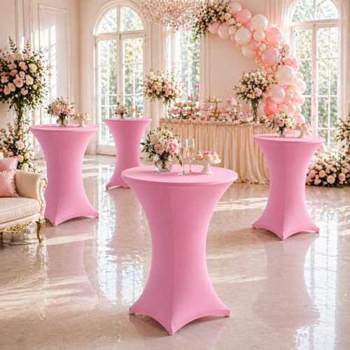 Cocktail Table Covers - 2 Pack 32x43 Inch Table Cloth - Pink in 32x43 Inch in Pink, alternate view 2