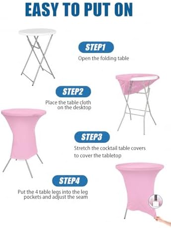 Cocktail Table Covers - 2 Pack 32x43 Inch Table Cloth - Pink in 32x43 Inch in Pink, alternate view 4