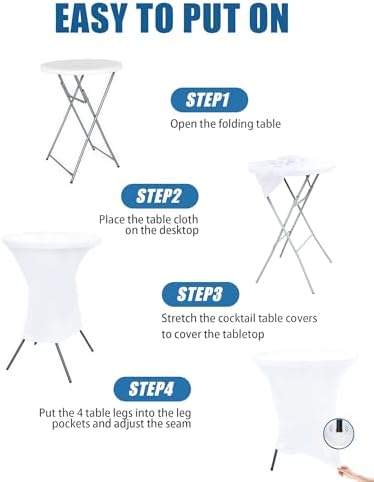 Cocktail Table Covers - 2 Pack 32x43 Inch Table Cloth - White in 32x43 Inch in White, alternate view 4