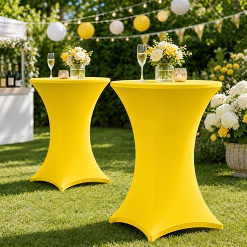 Cocktail Table Covers - 2 Pack 32x43 Inch Table Cloth - Yellow in 32x43 Inch, alternate view 2