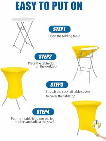 Cocktail Table Covers - 2 Pack 32x43 Inch Table Cloth - Yellow in 32x43 Inch, alternate view 4
