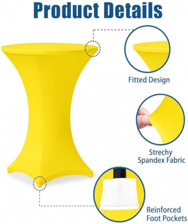Cocktail Table Covers - 2 Pack 32x43 Inch Table Cloth - Yellow in 32x43 Inch, alternate view 5