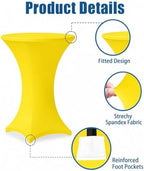 Cocktail Table Covers - 2 Pack 32x43 Inch Table Cloth - Yellow in 32x43 Inch, alternate view 5