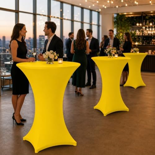 Cocktail Table Covers - 2 Pack 32x43 Inch Table Cloth - Yellow in 32x43 Inch, alternate view 7