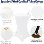 Cocktail Table Covers 2 Pack, Elastic Fitted Stretch Table Cloth, Round High Top Tablecloths for Bar, Party, alternate view 4