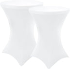 Cocktail Table Covers 2 Pack, Elastic Fitted Stretch Table Cloth, Round High Top Tablecloths for Bar, Party