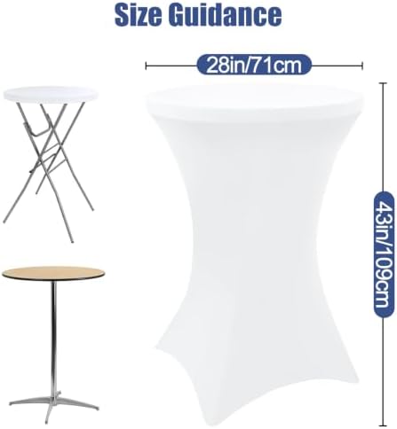 Cocktail Table Covers 2 Pack, Elastic Fitted Stretch Table Cloth, Round High Top Tablecloths for Bar, Party, alternate view 3