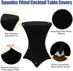 Cocktail Table Covers 2 Pack, Elastic Fitted Stretch Table Cloth, Round High Top Tablecloths for Bar, Party, alternate view 4