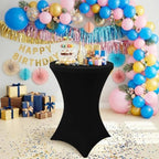 Cocktail Table Covers 2 Pack, Elastic Fitted Stretch Table Cloth, Round High Top Tablecloths for Bar, Party, alternate view 6