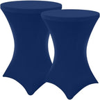 Cocktail Table Covers 2 Pack, Elastic Fitted Stretch Table Cloth, Round High Top Tablecloths for Bar, Party