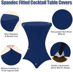 Cocktail Table Covers 2 Pack, Elastic Fitted Stretch Table Cloth, Round High Top Tablecloths for Bar, Party, alternate view 4