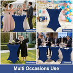 Cocktail Table Covers 2 Pack, Elastic Fitted Stretch Table Cloth, Round High Top Tablecloths for Bar, Party, alternate view 7