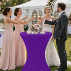 Cocktail Table Covers 2 Pack, Elastic Fitted Stretch Table Cloth, Round High Top Tablecloths for Bar, Party, alternate view 2