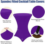 Cocktail Table Covers 2 Pack, Elastic Fitted Stretch Table Cloth, Round High Top Tablecloths for Bar, Party, alternate view 4