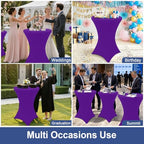 Cocktail Table Covers 2 Pack, Elastic Fitted Stretch Table Cloth, Round High Top Tablecloths for Bar, Party, alternate view 7