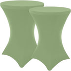 Cocktail Table Covers 2 Pack, Elastic Fitted Stretch Table Cloth, Round High Top Tablecloths for Bar, Party