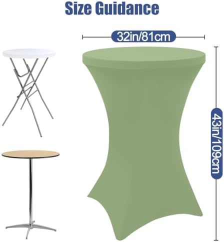 Cocktail Table Covers 2 Pack, Elastic Fitted Stretch Table Cloth, Round High Top Tablecloths for Bar, Party, alternate view 3