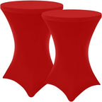 Cocktail Table Covers 2 Pack, Elastic Fitted Stretch Table Cloth, Round High Top Tablecloths for Bar, Party