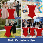 Cocktail Table Covers 2 Pack, Elastic Fitted Stretch Table Cloth, Round High Top Tablecloths for Bar, Party, alternate view 7