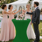 Cocktail Table Covers 2 Pack, Elastic Fitted Stretch Table Cloth, Round High Top Tablecloths for Bar, Party, alternate view 2