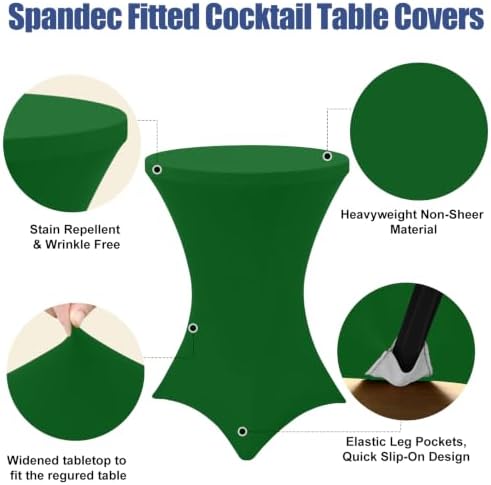 Cocktail Table Covers 2 Pack, Elastic Fitted Stretch Table Cloth, Round High Top Tablecloths for Bar, Party, alternate view 4
