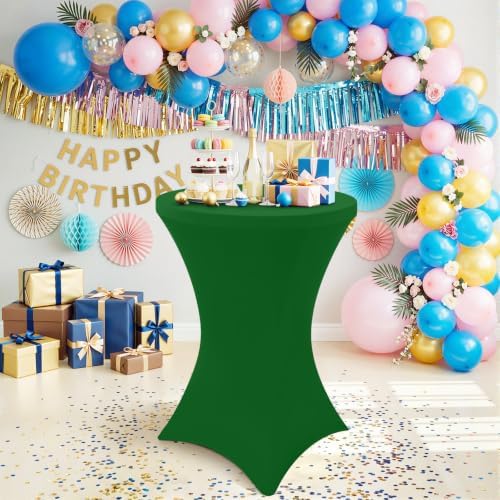 Cocktail Table Covers 2 Pack, Elastic Fitted Stretch Table Cloth, Round High Top Tablecloths for Bar, Party, alternate view 6