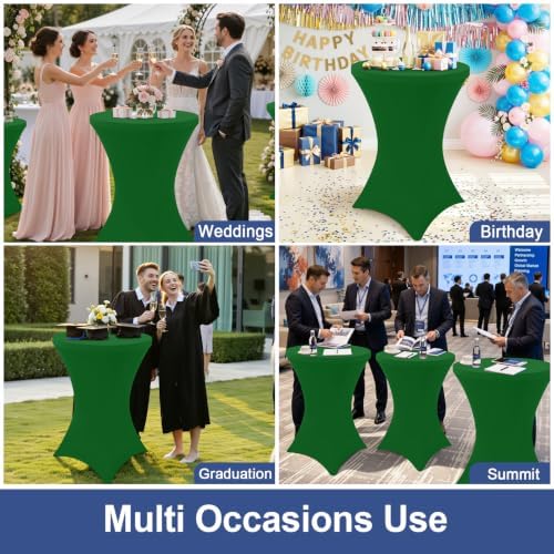 Cocktail Table Covers 2 Pack, Elastic Fitted Stretch Table Cloth, Round High Top Tablecloths for Bar, Party, alternate view 7