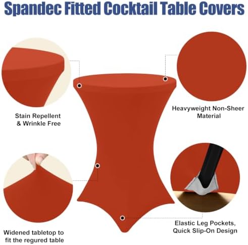 Cocktail Table Covers 2 Pack, Elastic Fitted Stretch Table Cloth, Round High Top Tablecloths for Bar, Party, alternate view 4