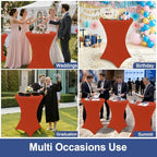 Cocktail Table Covers 2 Pack, Elastic Fitted Stretch Table Cloth, Round High Top Tablecloths for Bar, Party, alternate view 7