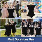 Cocktail Table Covers 2 Pack, Elastic Fitted Stretch Table Cloth, Round High Top Tablecloths for Bar, Party, alternate view 7
