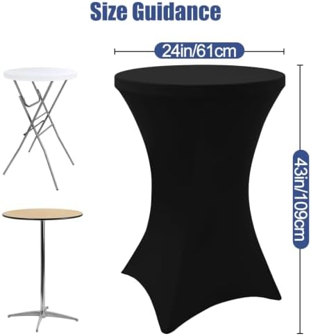 Cocktail Table Covers 2 Pack, Elastic Fitted Stretch Table Cloth, Round High Top Tablecloths for Bar, Party, alternate view 3
